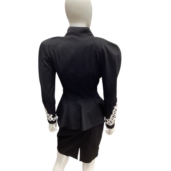 Vintage IIF Set Women’s Size: S - Blazer XS - Skirt White Appliqué Black - Picture 5 of 7